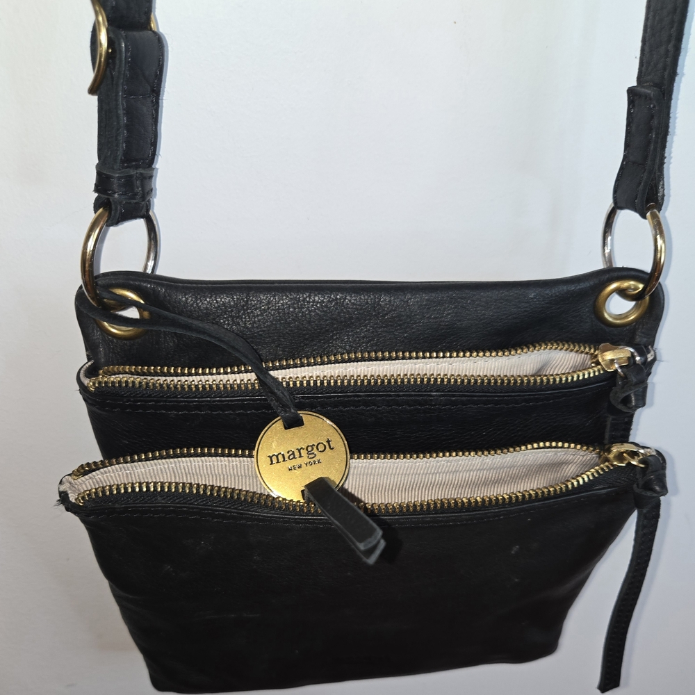 Margot Black Leather Crossbody Bag